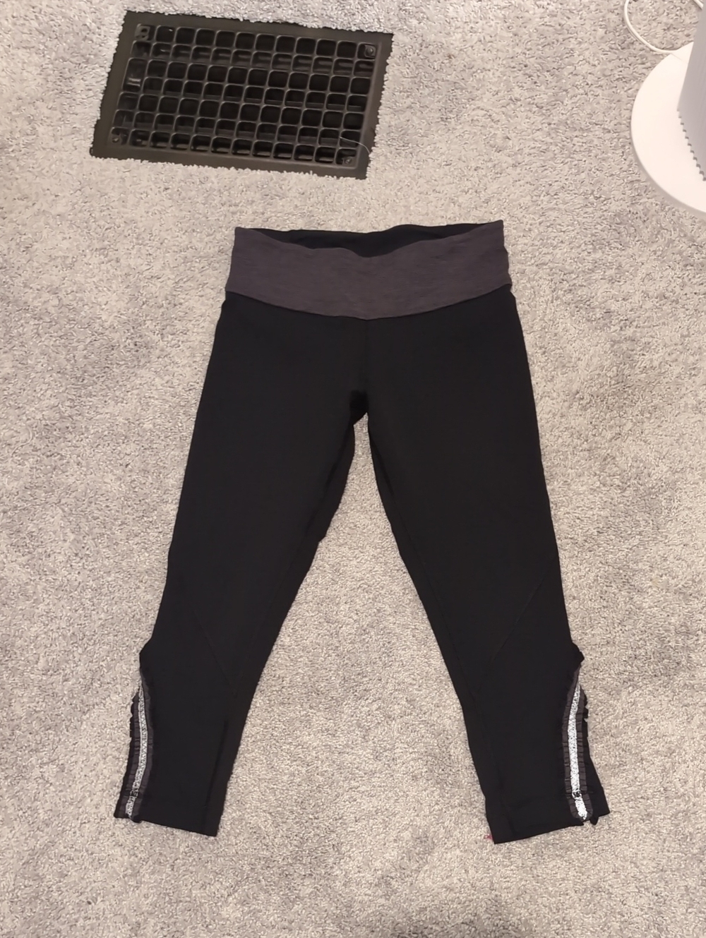 lululemon athletica Black Capri Leggings with Gray Waistband